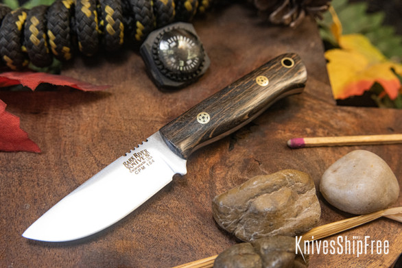 Bark River Knives: Micro Bravo CPM-154 - Bog Oak - Black Liners - Mosaic Pins #1