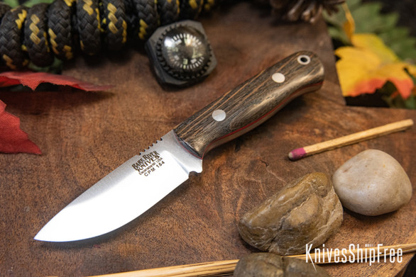 Bark River Knives: Micro Bravo CPM-154 - Bog Oak - Red Liners #2