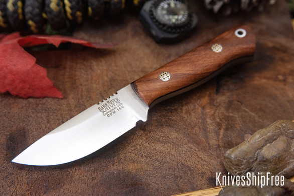 Bark River Knives: Micro Bravo CPM-154 - Eucalyptus Burl - Black Liners - Mosaic Pins