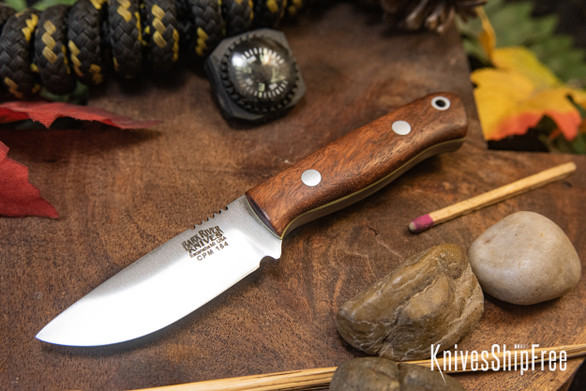 Bark River Knives: Micro Bravo CPM-154 - Eucalyptus Burl - Yellow Liners