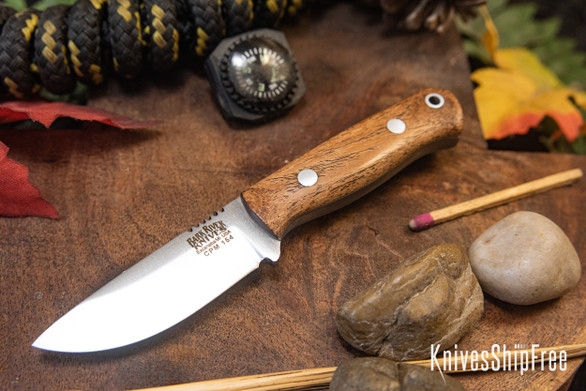 Bark River Knives: Micro Bravo CPM-154 - Mesquite Burl - Gray Liner