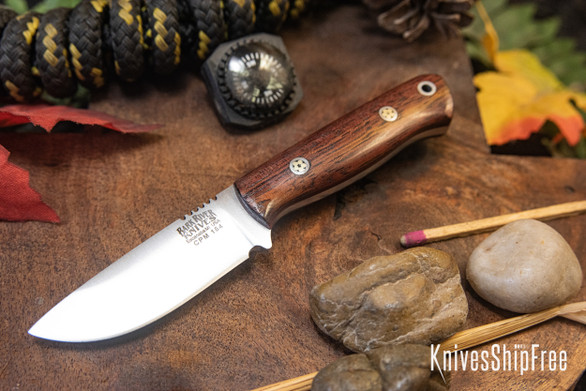 Bark River Knives: Micro Bravo CPM-154 - Purple Heart - Red Liners - Mosaic Pins