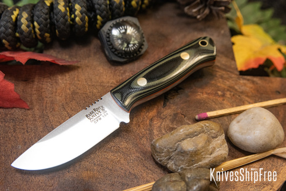 Bark River Knives: Micro Bravo CPM-154 - Ranger Green & Black G-10 - Orange Liners - Brass Pins