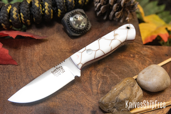 Bark River Knives: Micro Bravo CPM-154 - Ruby Frost Dragon Scale - Red Liners