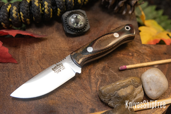Bark River Knives: Micro Bravo CPM-154 - Snakeskin Burgundy Canvas Micarta - Black Liners
