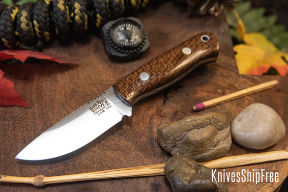 Bark River Knives: Micro Bravo CPM-154 - Tan Burlap Micarta