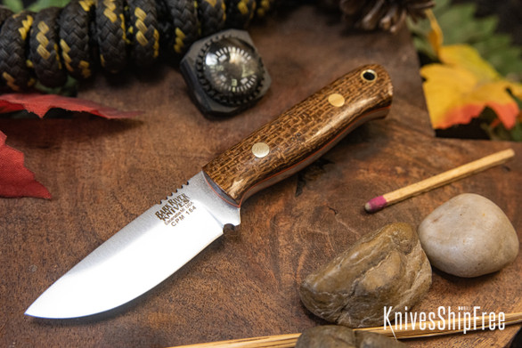 Bark River Knives: Micro Bravo CPM-154 - Tan Burlap Micarta - Orange Liners