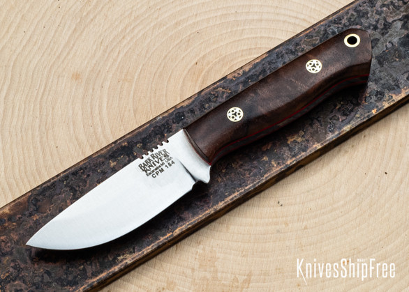 Bark River Knives: Micro Bravo CPM-154 - Walnut Burl - Red Liners - Mosaic Pins #2