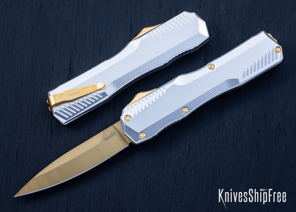 Kershaw Knives: Livewire Aurum Edition - OTF Auto - Raw Aluminum - CPM-MagnaCut- Gold Blade - 9000RAWGLD