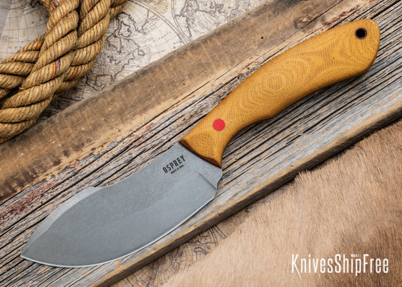 Osprey Knife & Tool: Nessmuk Style Skinner - Vintage Canvas Micarta - Red G10 Liners & Pins - CPM 154