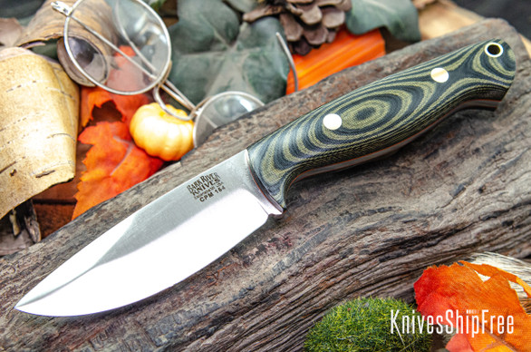 Bark River Knives: North Country EDC - CPM 154 - Black & Green Linen Micarta - Orange Liners - Brass Pins
