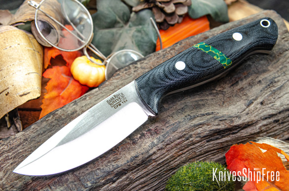 Bark River Knives: North Country EDC - CPM 154 - Black Canvas Micarta - Jade Malachite Spacer