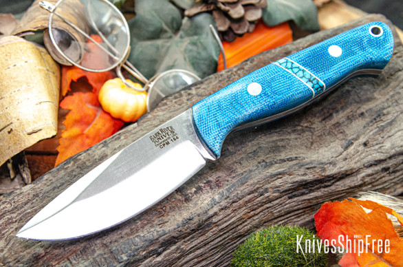Bark River Knives: North Country EDC - CPM 154 - Blue Canvas Micarta -Turquoise Spacer - White Liners