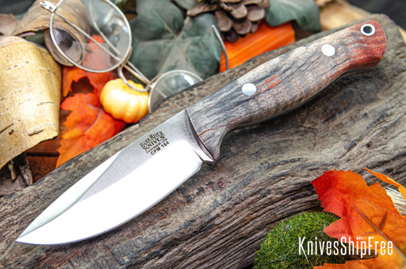Bark River Knives: North Country EDC - CPM 154 - Gray & Red Tigerail Maple Burl
