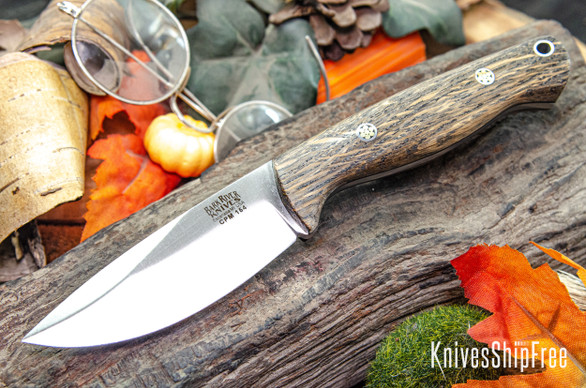 Bark River Knives: North Country EDC - CPM 154 - Bog Oak - Black Liner - Mosaic Pins