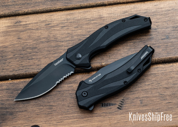 Kershaw Knives: Lateral BLKST- Assisted Flipper - Linerlock - Partial Serrated Black Oxide - 8Cr13MoVC - 1645BLKST