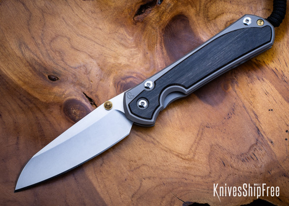 Chris Reeve Knives: Large Sebenza 31 Insingo - Glass Blasted Titanium - Bog Oak Inlays - CR18LK007