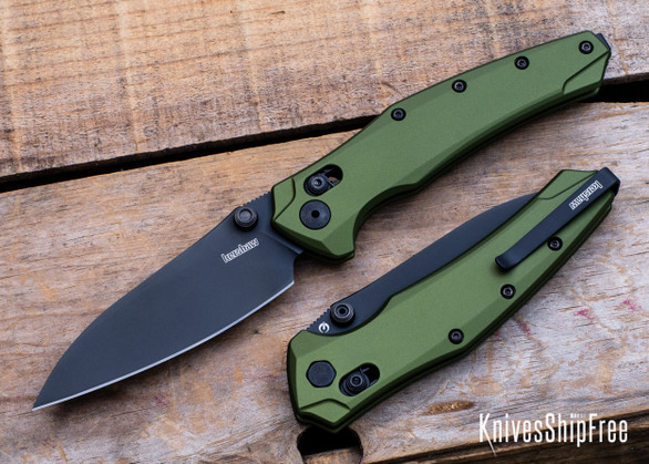 Kershaw Knives: Bareknuckle DuraLock - KVT Bearings - OD Green Aluminum - CPM-MagnaCut - Black PVD