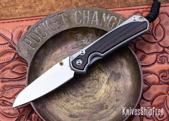 Chris Reeve Knives: Small Sebenza 31 - Insingo - Glass Blasted Titanium - Macassar Ebony Inlay - CPM MagnaCut  - CR26AL001