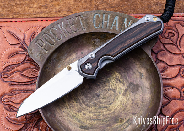 Chris Reeve Knives: Small Sebenza 31 - Insingo - Glass Blasted Titanium - Macassar Ebony Inlay - CPM MagnaCut  - CR26AL002
