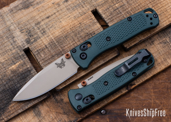 Benchmade Knives: 533TN-2601 Mini Bugout - Taiga Green Grivory - Elmax - Tan Cerakote