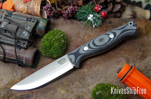 Bark River Knives: Gunny Scandi 3V - Gray & Black Suretouch - Matte