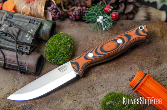 Bark River Knives: Gunny Scandi 3V - Orange & Black Suretouch - Matte