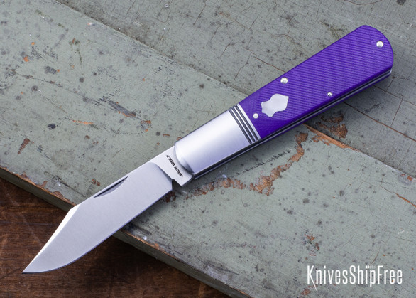 Jack Wolf Knives: Gateway Barlow - Sawcut Purple G-10 - 14C28N