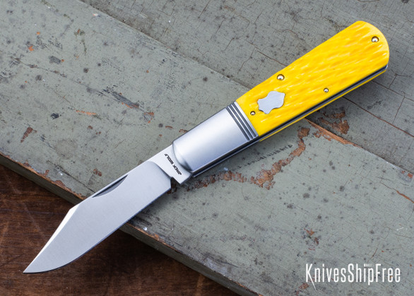 Jack Wolf Knives: Gateway Barlow - Yellow Jigged Bone - 14C28N