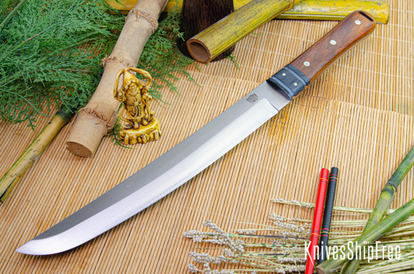 Bark River Knives: Tengu - CPM 3V - Black Bolster - Desert Ironwood - Black Liners - Mosaic Pins