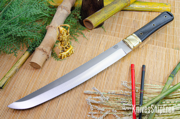 Bark River Knives: Tengu - CPM 3V - Black Burlap Micarta - Hollow Brass Pins