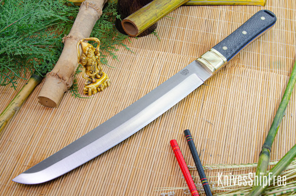Bark River Knives: Tengu - CPM 3V - Black Carbon Fiber - Blue Liner - Mosaic Pins