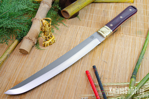 Bark River Knives: Tengu - CPM 3V - Burgundy Canvas Micarta - Red Liners - Mosaic Pins
