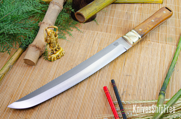 Bark River Knives: Tengu - CPM 3V - Desert Ironwood - Orange Liners - Mosaic Pins #1