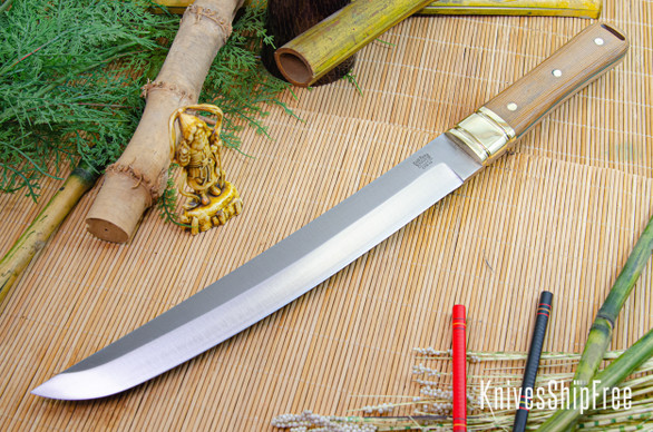 Bark River Knives: Tengu - CPM 3V - Natural Canvas Micarta - Green Liners