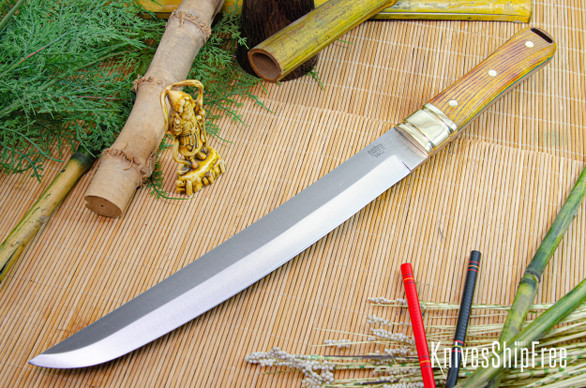 Bark River Knives: Tengu - CPM 3V - Osage Orange - Green Liners