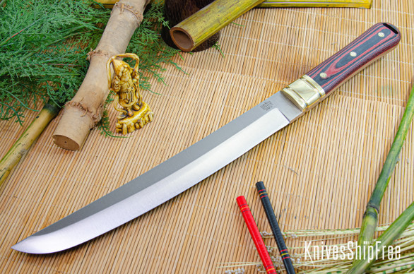 Bark River Knives: Tengu - CPM 3V - Red & Black Linen Micarta - Red Liners - Mosaic Pins