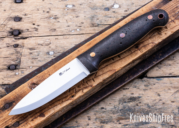 L.T. Wright Knives: GNS - Concrete Home Brew Resin - Thin Black G10 Liners - Matte - Scandi Grind - 01 Tool Steel - Polished