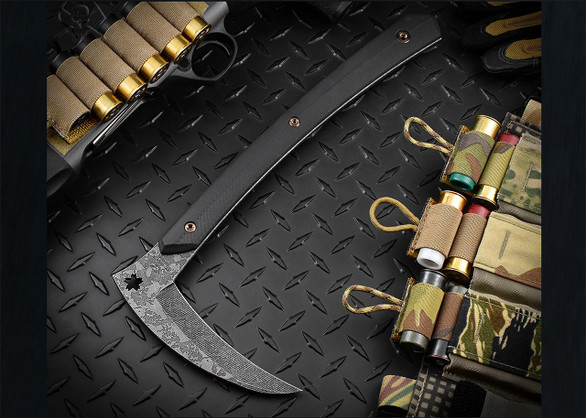RMJ Tactical: 3V Syndicate Senshi - Black G-10 - Acid Etched