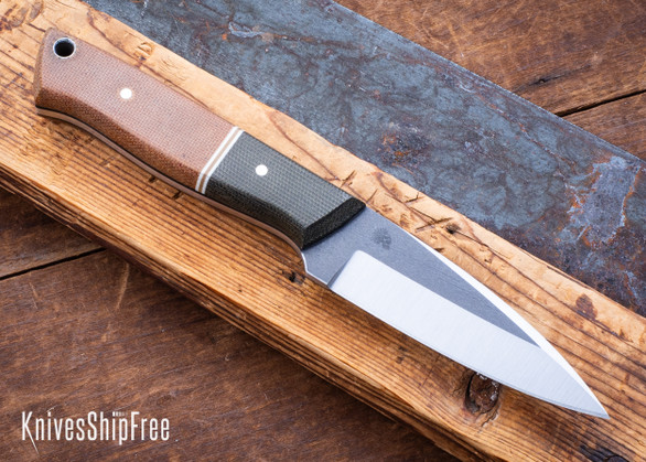 Bradshaw Blades: UCUT - Natural / Green Canvas Micarta - D2 Tool Steel - BB22DL005