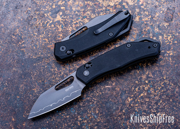 SRM Knives: Cub 261M-GB2 - Black G10 - Black Wharncliffe - Ambi-Lock - Laminated 140Cr