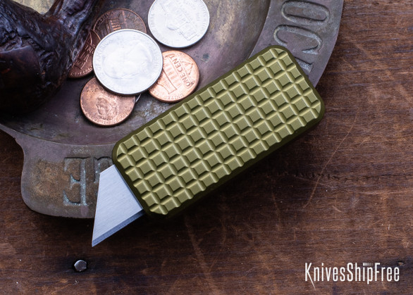 Rivery MFG: Zero - Manual OTF Utility Knife - Grenade Pattern - CadLab Olive Drab Aluminum