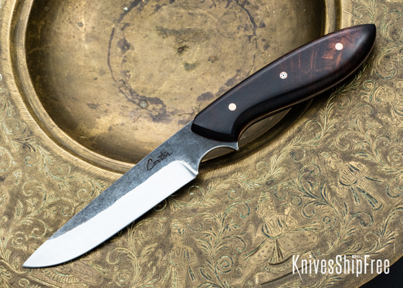 Carter Cutlery: Long Original - Ironwood Wood - Red Liners - Copper & Mosaic Pins - Black Oxide Finish