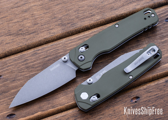 Kershaw Knives: Bel Air XL - Olive Cerakote Aluminum - DuraLock - CPM-3V - Working Finish - Clear Cerakote - 6110OL