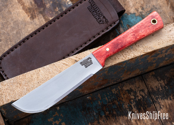 L.T. Wright Knives: Woods Monkey Widdle Chete - Red Dyed Bone - AEB-L