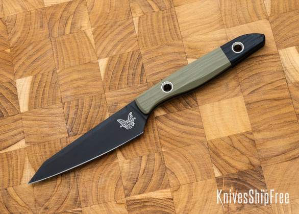 Benchmade Knives: 4045BK-01 - True Paring Knife - OD Green/Black G-10 - Black DLC - CPM-154