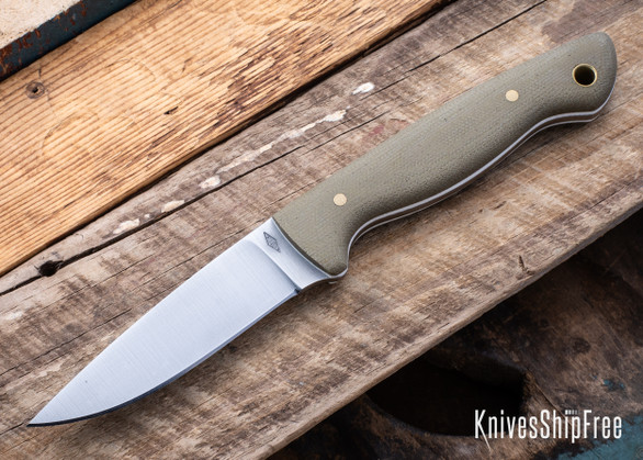 Battle Horse Knives: Black Water - O1 Tool Steel - Flat Grind - Green Micarta - White Liners