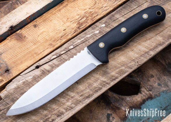 Battle Horse Knives: Pitbull XL - O1 Tool Steel - Scandi Grind - Black Micarta
