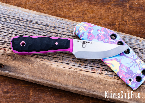WK Forgeworks Custom Knives: Little Bird - Black & Pink G10 - Pink Pins - AEB-L