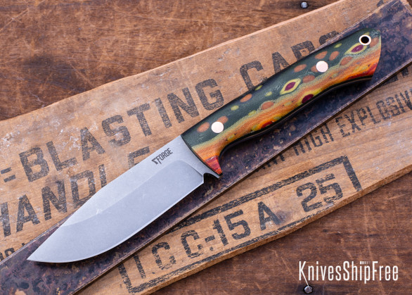 7Forge Knives: Rogue - Red Drum G-Carta - Emerald Green Liners - Copper Pins - MagnaCut